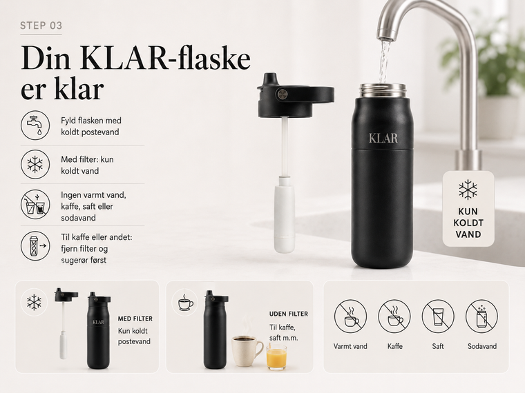 Din KLAR-flaske er klar