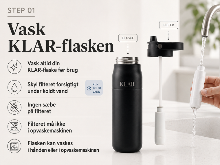 Vask KLAR-flasken